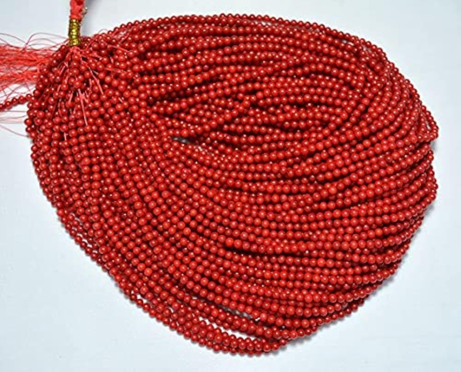 Corail rouge perles rondes lisses créations colliers bohèmes d'été