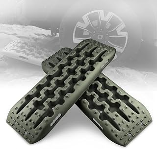 XPV AUTO Traction Boards Recovery Tracks Tire Ladder 4WD Recovery Mat for 4X4 Offroad Sand Snow Mud Track (Olive)