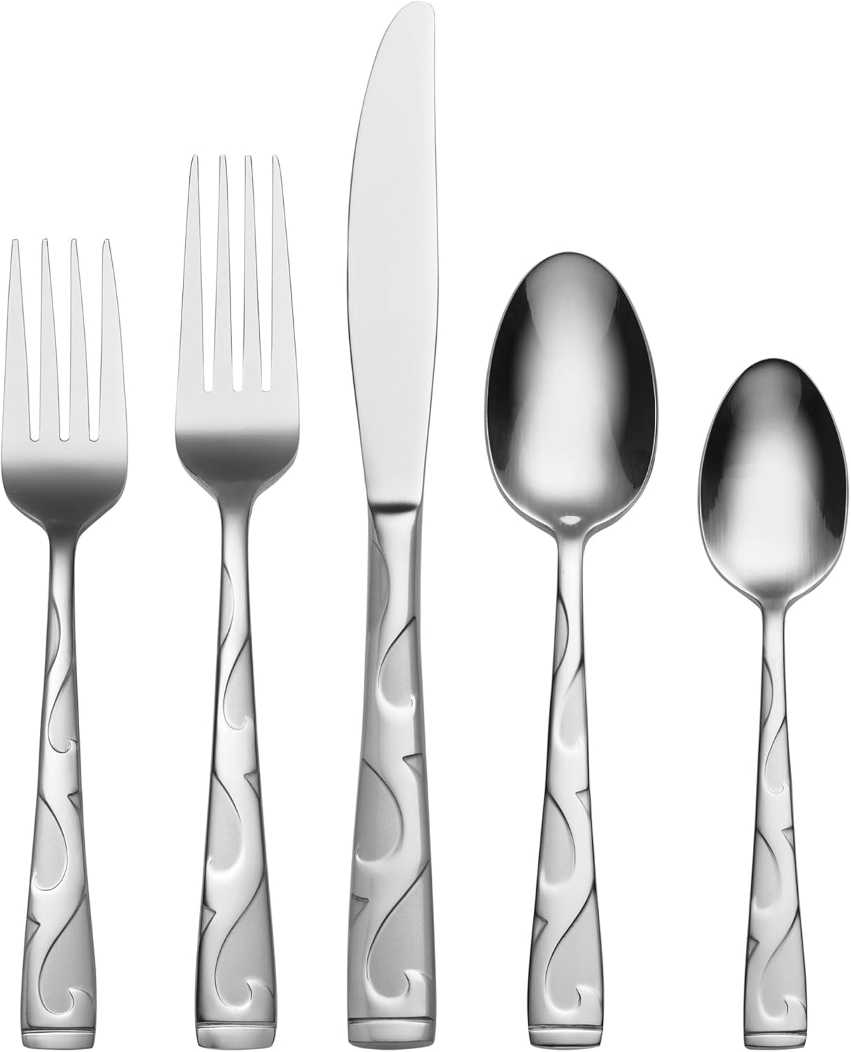 Oneida Tuscany 20-Piece Flatware Set Service for 4 - Elegant Scrollwork 18/0 Stainless Steel, Dishwasher Safe
