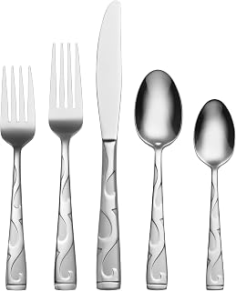 Oneida Tuscany 20-Piece Flatware Set Service for 4 - Elegant Scrollwork 18/0 Stainless Steel, Dishwasher Safe