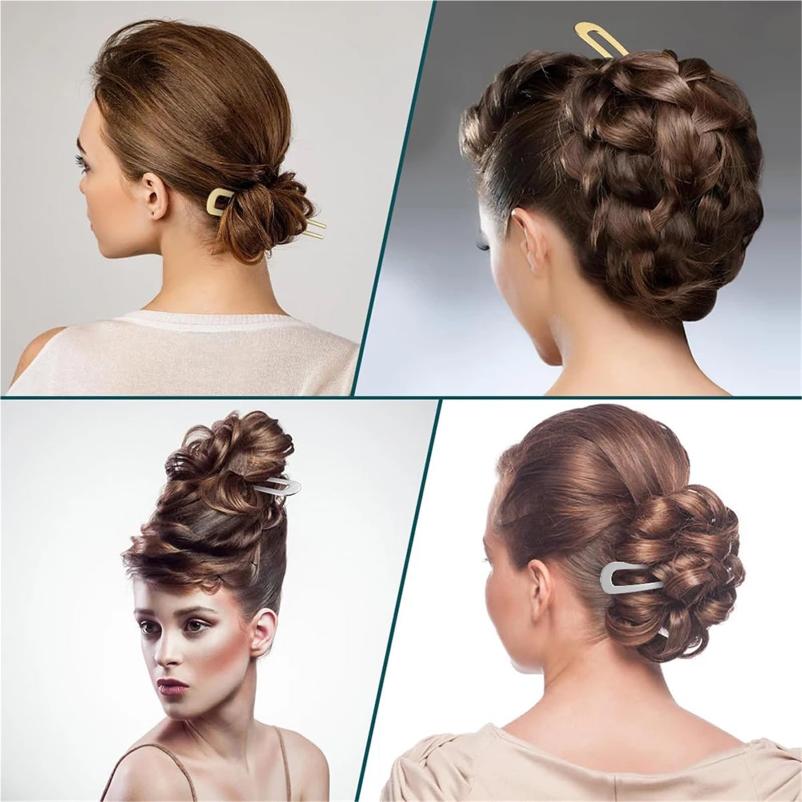 Forcine per capelli a forma di U, 15 pezzi, eleganti forcine per capelli a forma di U: in lega dorata/argento, accessori per capelli lunghi e spessi, accessori per capelli da donna (oro)