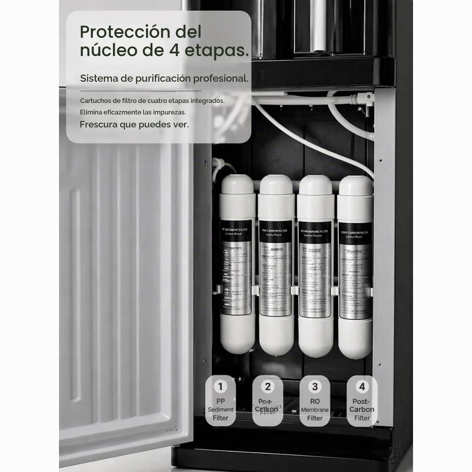 Dispensador De Agua 3 En 1 Sin Botellas Conectado A La Red con Filtración De 4 Etapas,Enfriador De Agua Caliente Y Fría para Guarderías,Preescolares Y Hogares,Reemplazo Fácil De Filtros