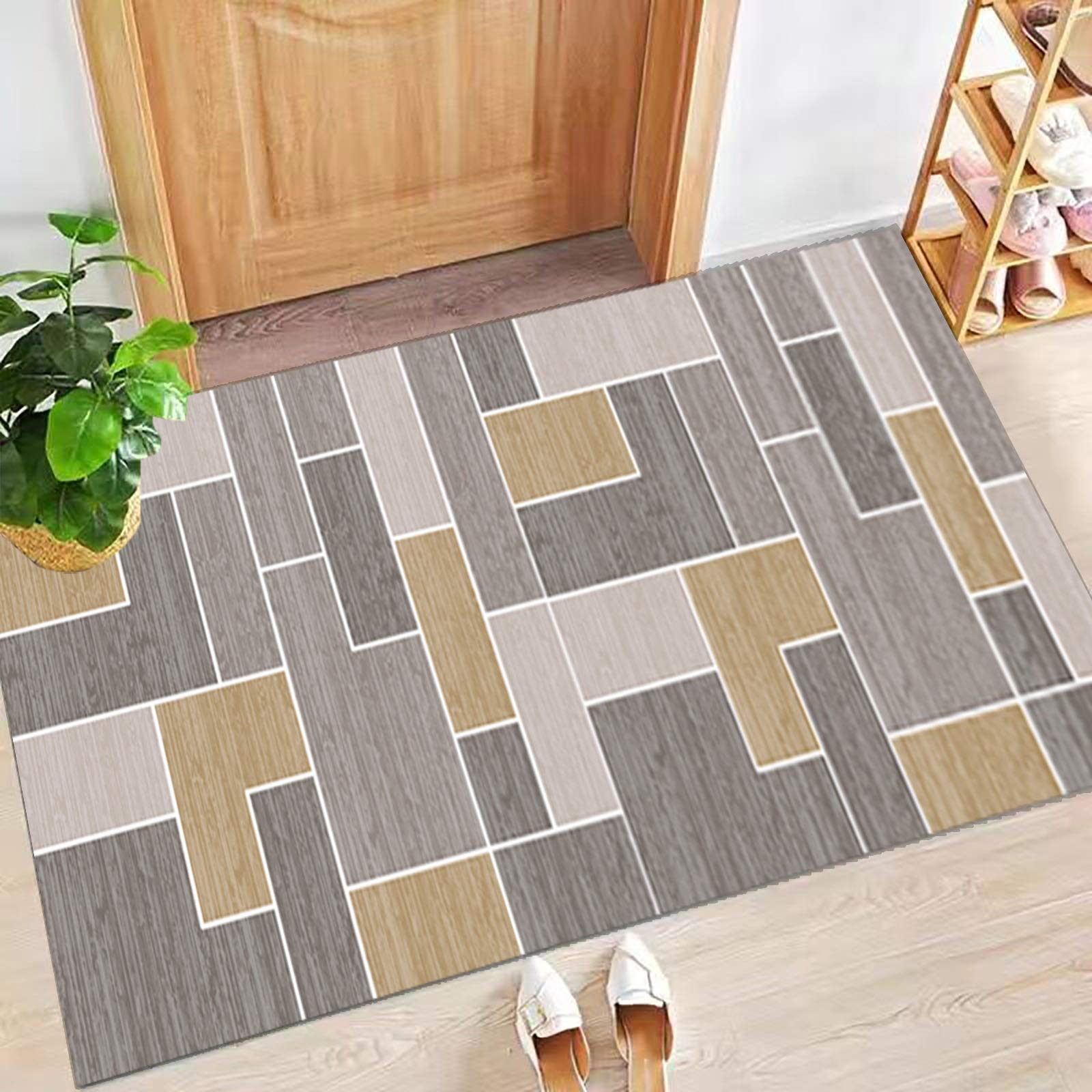 Dywan chodnik do przedpokoju geometryczny chodnik antypoślizgowy, chodnik kuchenny z poliestru nadaje się do prania w korytarzu, kuchni, sypialni, salonu, szerokość 60 cm/70 cm/80 cm/90 cm/100 cm (rozmiar: 60 x 350 cm)