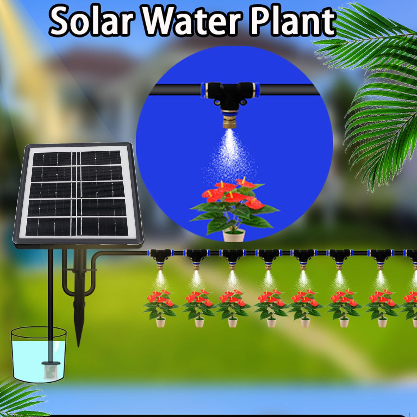 Système D'élevage Automatique de L'Auto, Arrosage Flexible Kit D'auto-arrosage pour Jardin, 12 Modes 30 Pots Système D'irrigation Automatique avec énergie Solaire et Conception
