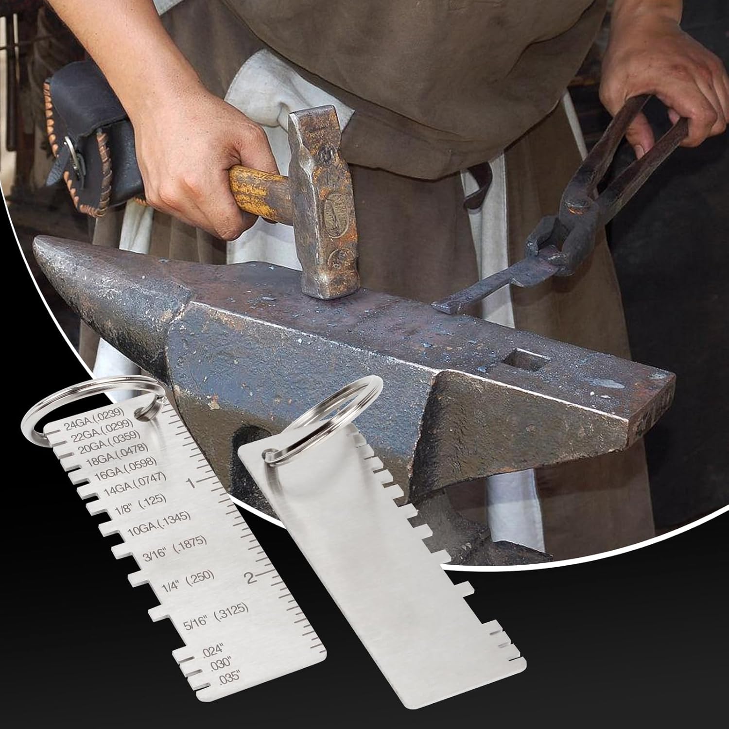 3 Pcs Stainless Steel Sheet Thickness Gauge Welding Gage Plated Size Inspection Tool, Wire Metal Sheet Welding Diameter Gauge Measuring Toos, Wire Metal Sizes Thickness Gauge