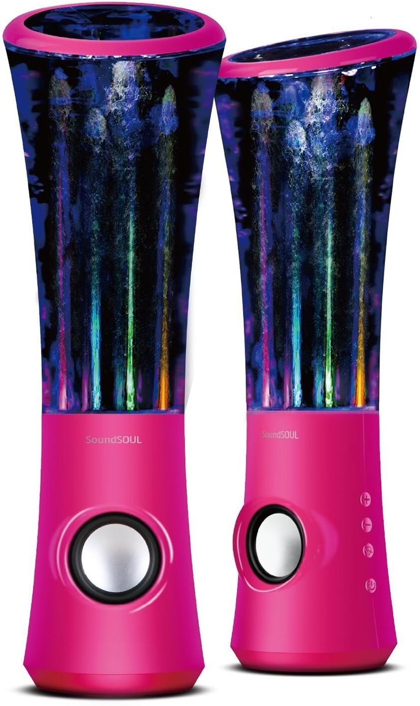 SoundSOUL Led Speakers Water Fountain Speakers Mini amplifier USB Dancing Speakers 6 Led Light(3 Color) Best Birthday/Thanksgiving for PC/Mac/MP3 Players/Mobile Phones/Tablets-Pink