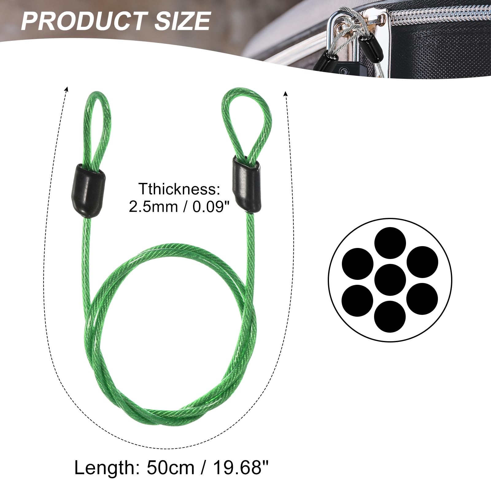 DELSWIN Cavo Di Sicurezza In Acciaio Intrecciato | Lunghezza 4,5 M, Diametro 3 Mm | Rivestito In Vinile, Resistente Al Taglio | Per Bici, Moto, Bagagli