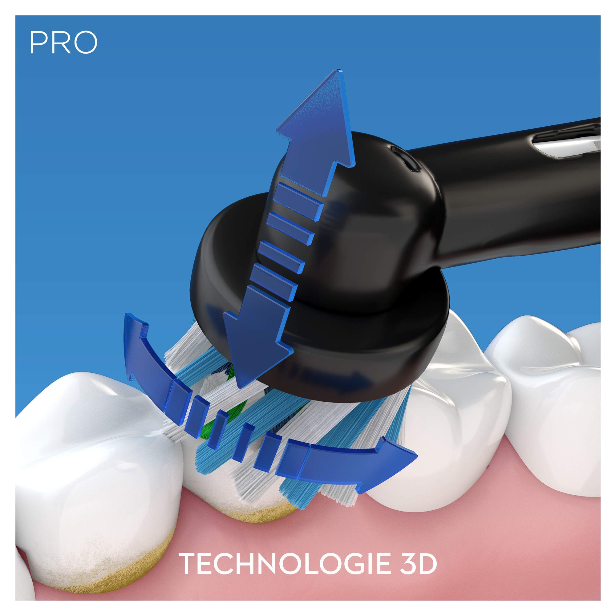 Oral-B Pro 2 2500 Brosse À Dents Électrique Rechargeable Avec 1 Manche Capteur De Pression, 1 Brossette Et 1 Étui De Voyage Offert, Noir, Élimine Jusqu’À 100 % De Plaque Dentaire, Idée Cadeau