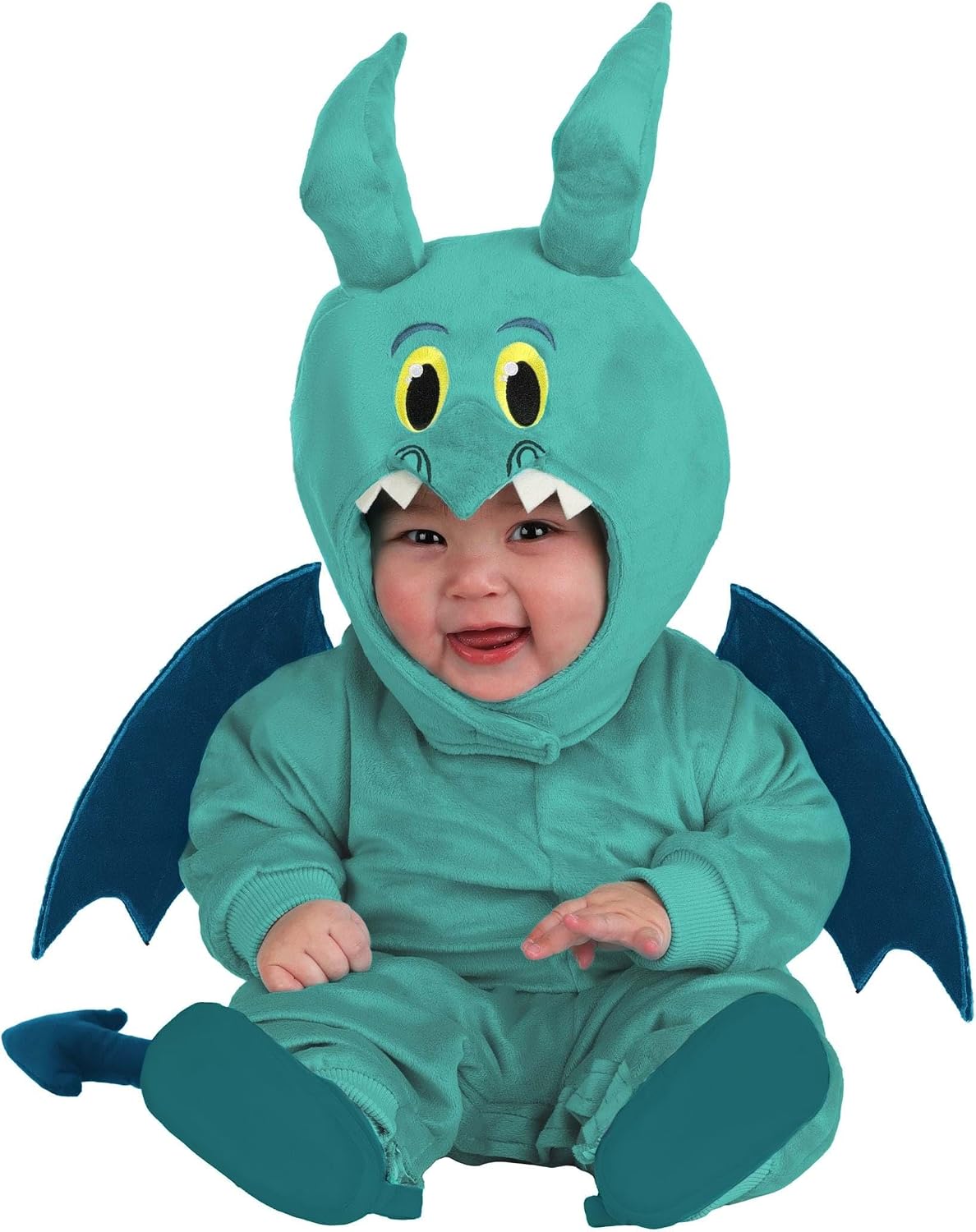 Infant Disney Hercules Panic Costume Teal Baby Jumpsuit with Hood and Horns for Halloween Dress Up