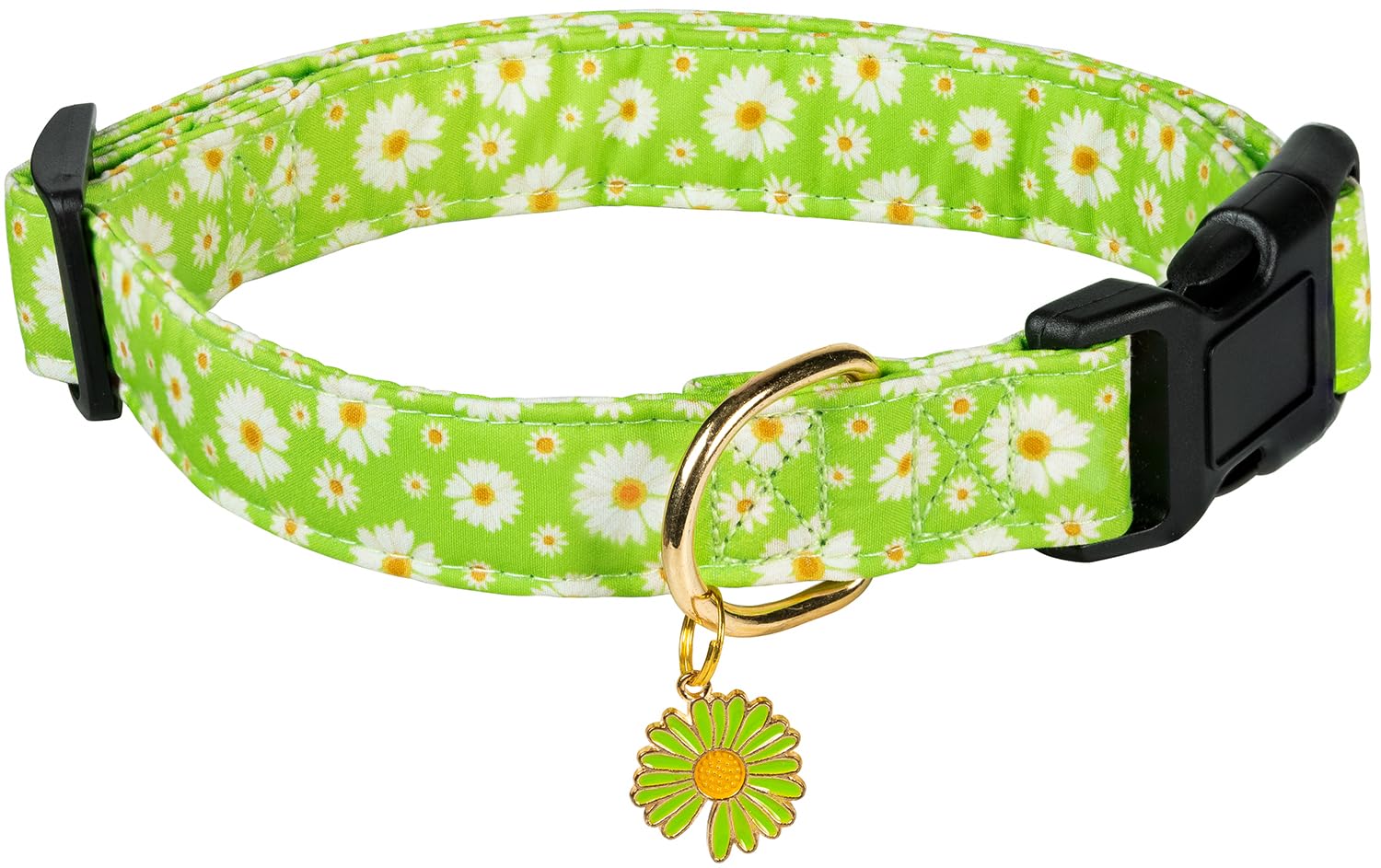 PREHAI Cute Cotton Dog Collar - Fresh Flower Pattern for Small, Medium & Large Dogs - Adjustable Soft Collar for Male & Female Dogs
