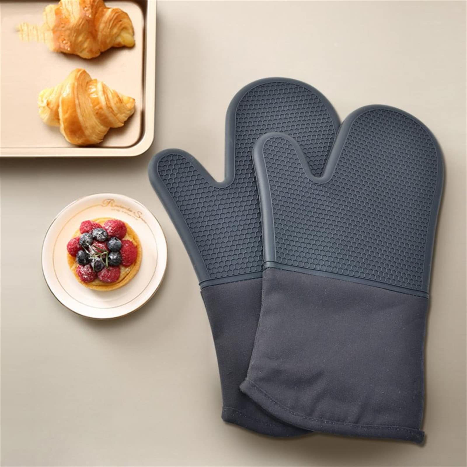 Gants de Cuisine Anti-Chaleur, Gants de Cuisson, Tapis Isolant résistant, Tapis en Silicone for Four à Micro-Ondes, ustensiles de Cuisine, Gants d'isolation Thermique
