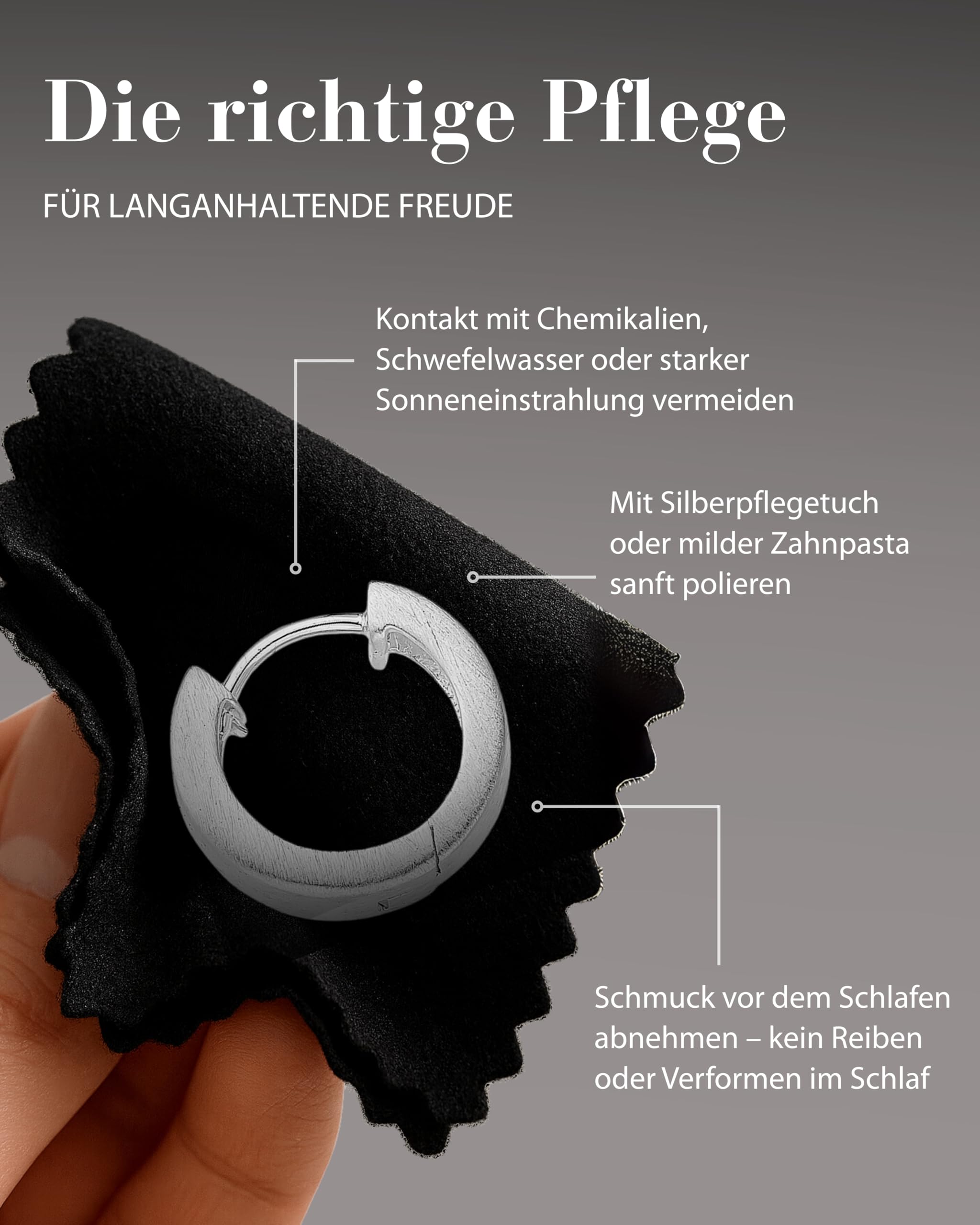 Vinani Damen Ohrringe 925 Silber - Klapp Creolen Ohrring Set für Frauen aus 925 Sterling Silber breit rund mattiert CRR