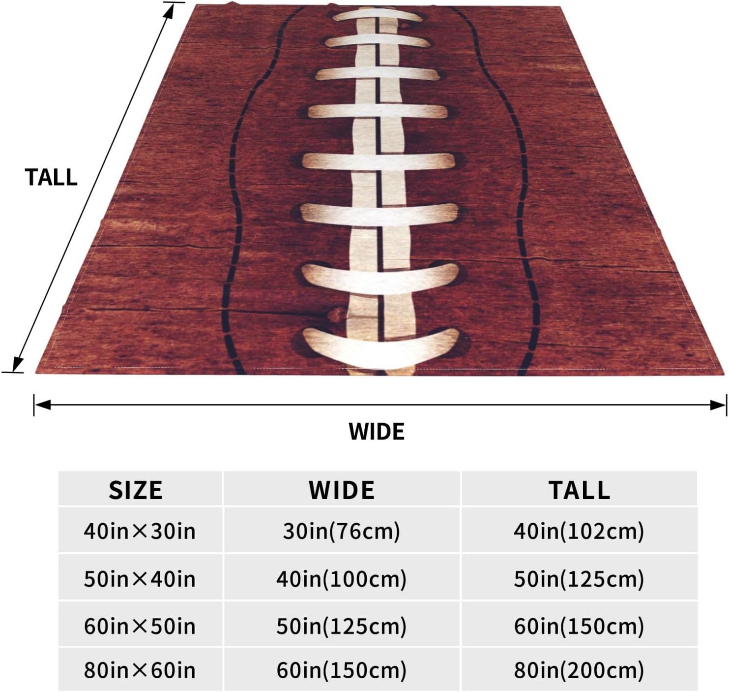 Football Fleece Throw Blanket Soft Flannel Plush Lightweight Warm Cozy Blanket for Men Women Couch Bed Sofa Travel 80"x60"
