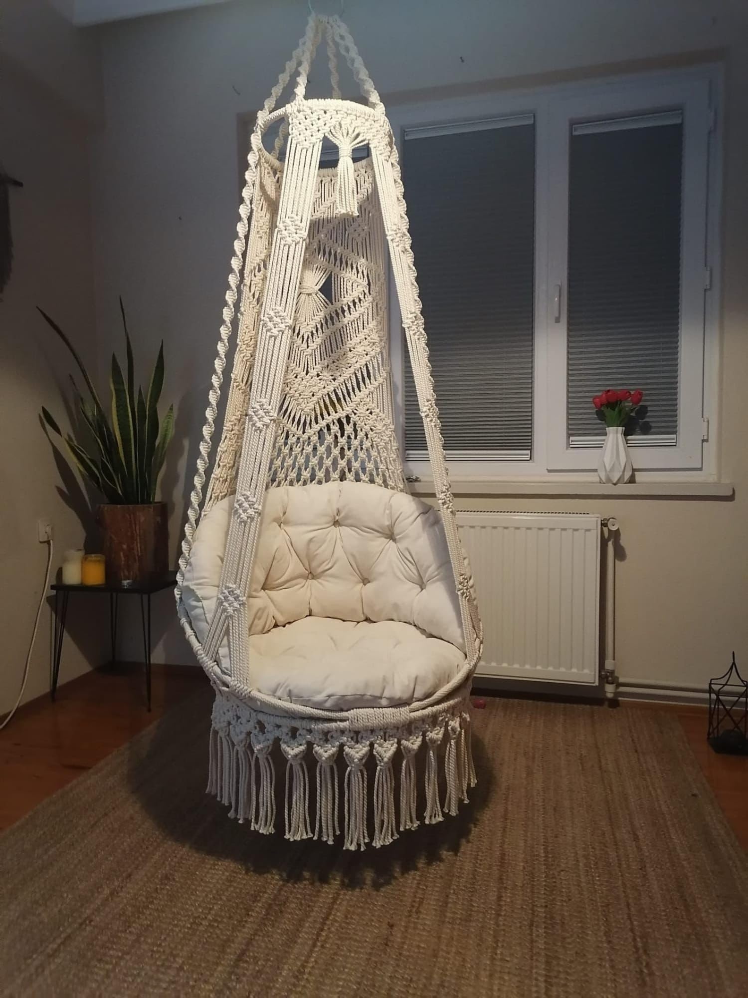 home decoration White Romantic Hammock Swing Chair, Hanging chair for garden, balcony,living room, Gift for mother,Gift for Grandma,gifts Used for living rooms, roofs, gardens, balconies,(80cm Swing o