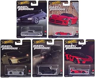Hot Wheels Fast & Furious Premium Die-Cast Cars Bundle, 5-Pack Set, 1970 Chevelle SS, Dodge Viper, Nissan 370Z, Land Rover Defender, McLaren Senna HNW46-956J