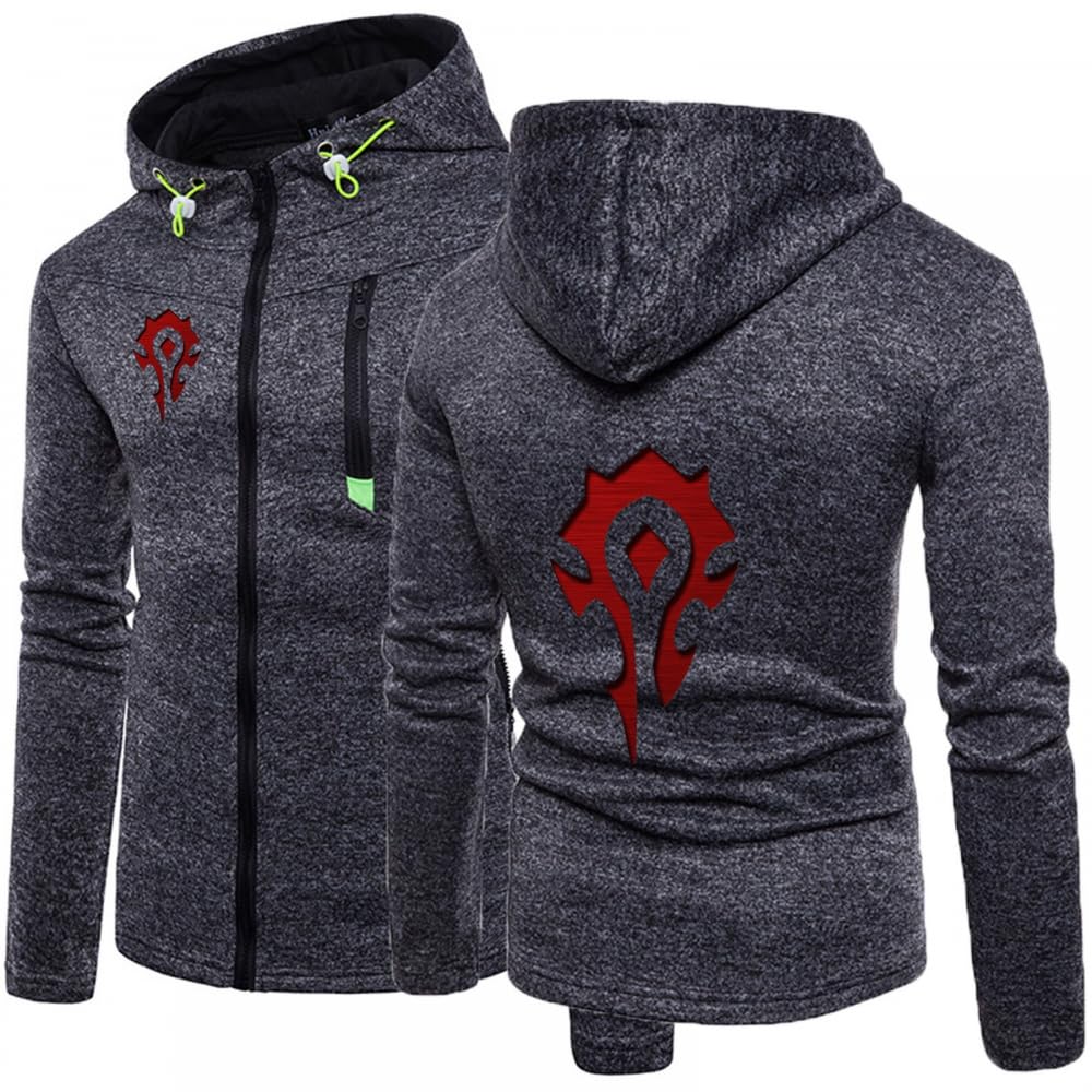 BYXLMS Men's Full Zip Pullover Hoodie For The Horde Long Sleeve Casual Sweatshirt with Pocket-Dark Gray A||3XL