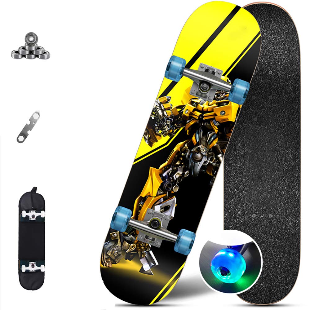 AAA Legno d'Acero Skateboard Completo, 30 * 8in PU Resistente Usura Ruota+ABEC-7 Muto Cuscinetti carico330 lb, per Adulti e Bambini,