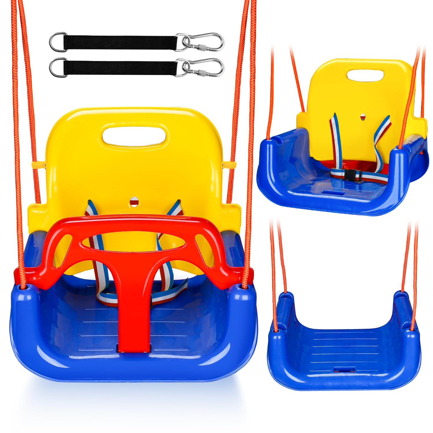 Altalena per bambini 3 in 1 fino a 50 kg, seggiolino rimovibile, regolabile in altezza, altalena per bambini che cresce con il bambino per esterni e interni