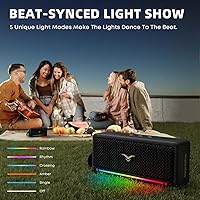 Vista 6 de Altavoces Bluetooth portátiles, altavoz inalámbrico impermeable IP67 con luces, sonido estéreo fuerte de 40 W, graves adicionales activos, Bluetooth
