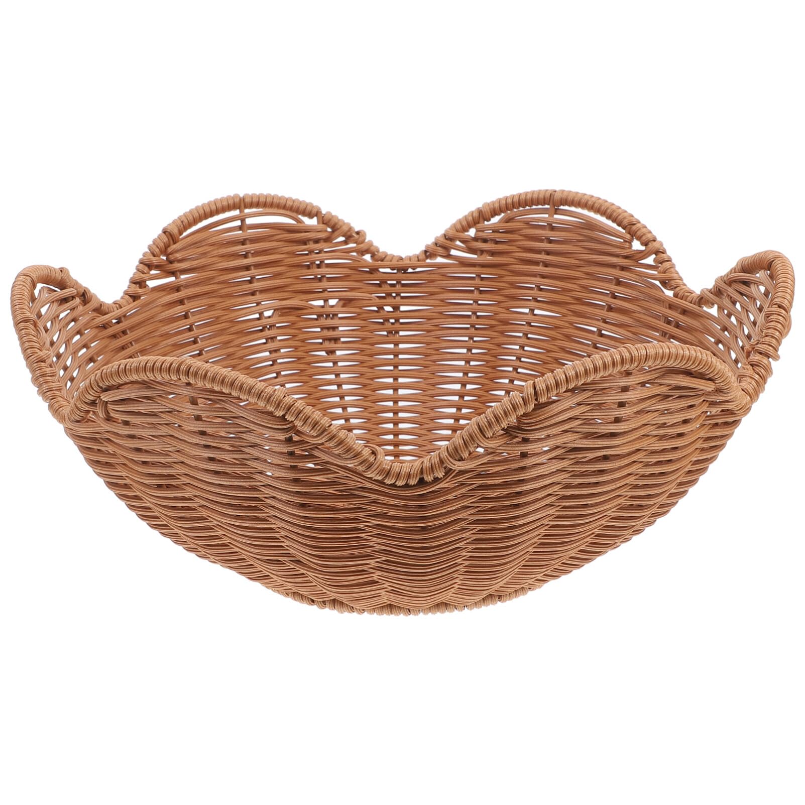 Luxshiny Imitation Rattan Fruit Basket Bowl Woven Bread Basket Centerpiece Storage Serving Basket for Fruit Vegetable Veggie Snack Table Centerpiece