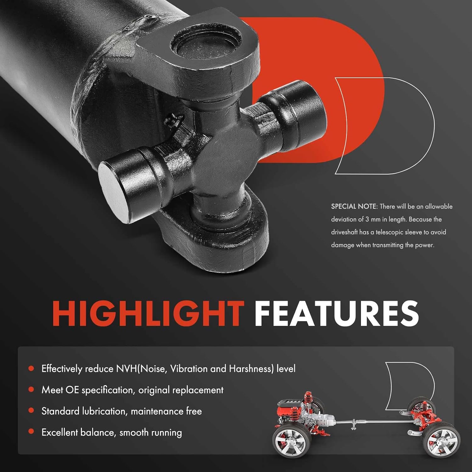 A-Premium Rear Drive Shaft Driveshaft Assembly Compatible with Chevrolet & GMC Silverado 3500 Sierra 3500 2001-2006, Classic 2007, [RWD, Auto Trans., 161.5" WB, Regular Chassis Cab], # 15016993