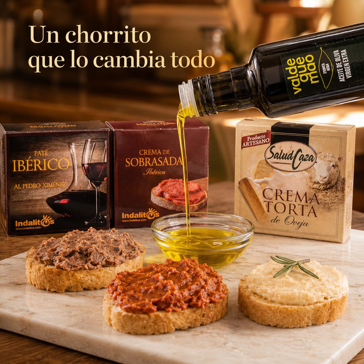 Cesta Gourmet para Regalar ACROL, Aceite oliva virgen extra 250 ml, cremas torta Oveja y Cabra, paté iberico, sobrasada con miel y picos artesanos, regalo cumpleaños mujer, regalos para hombres