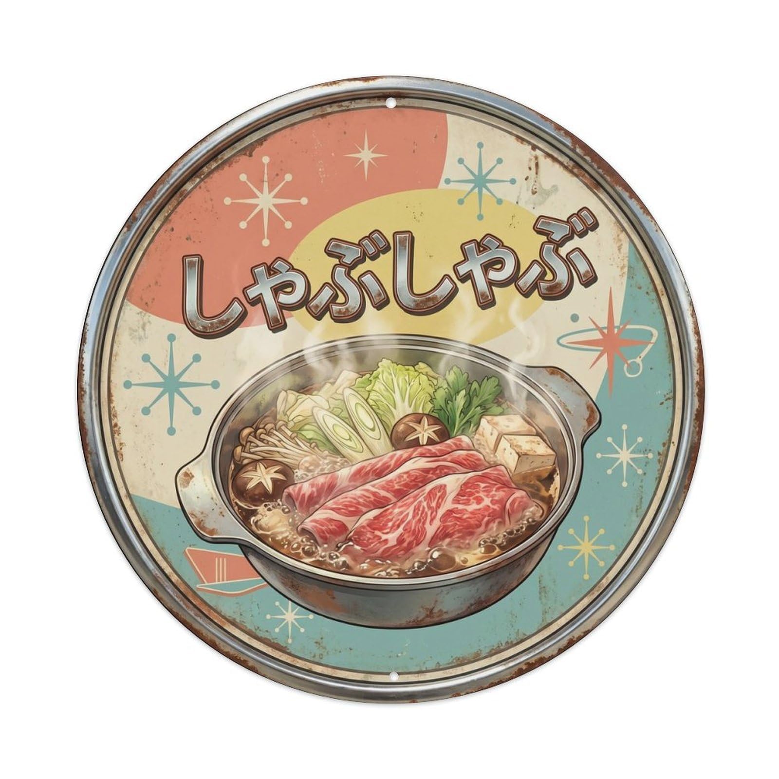 Cxhjca 8X8inch(20X20cm) Shabu Japanese Restaurant Cuisine Classic Diner Beef Metal Tin Sign