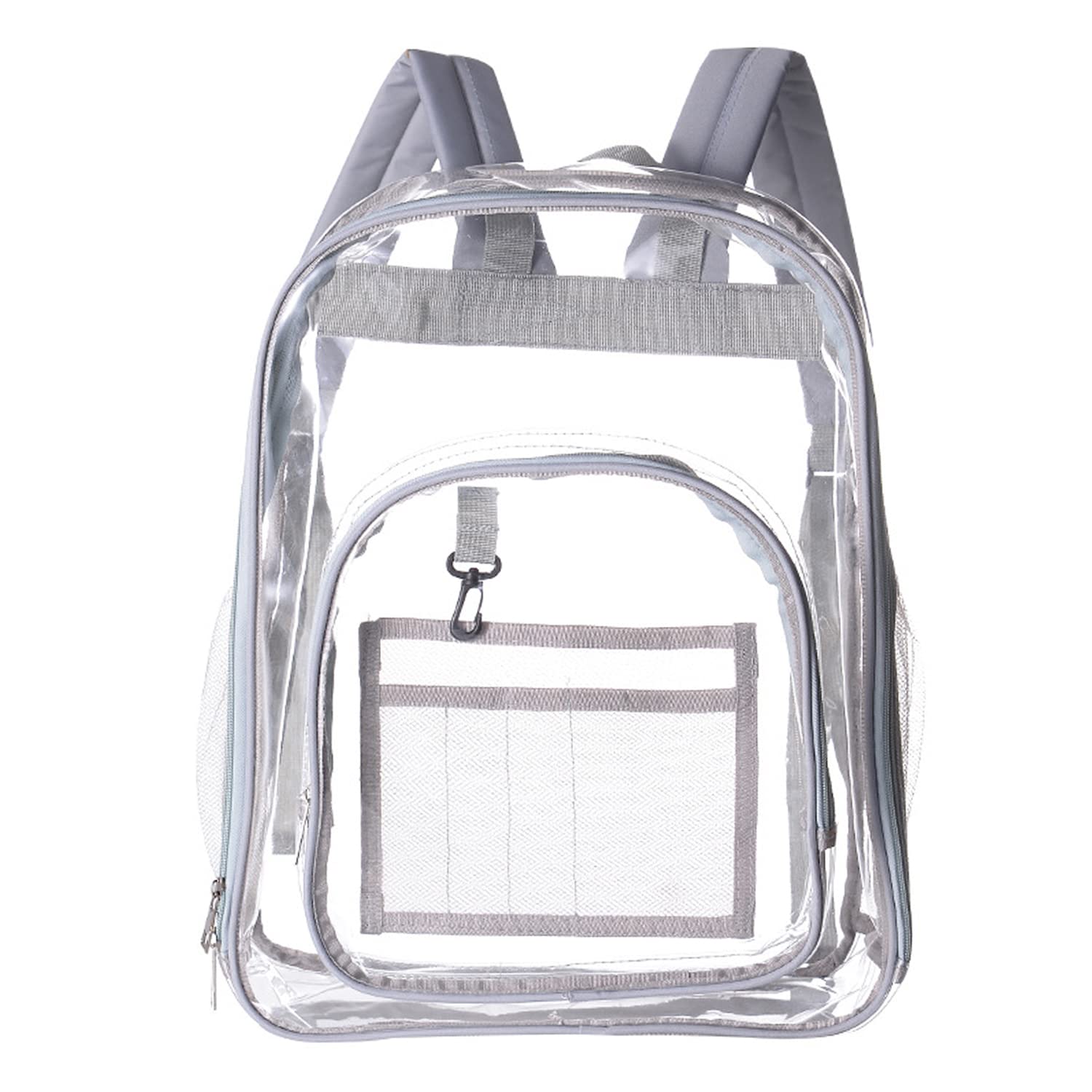 XMRSOYHeavy Duty Clear Backpack,25L Transparent Bookbag PVC See Through Backpack for School Work Stadium Travel (Grey)