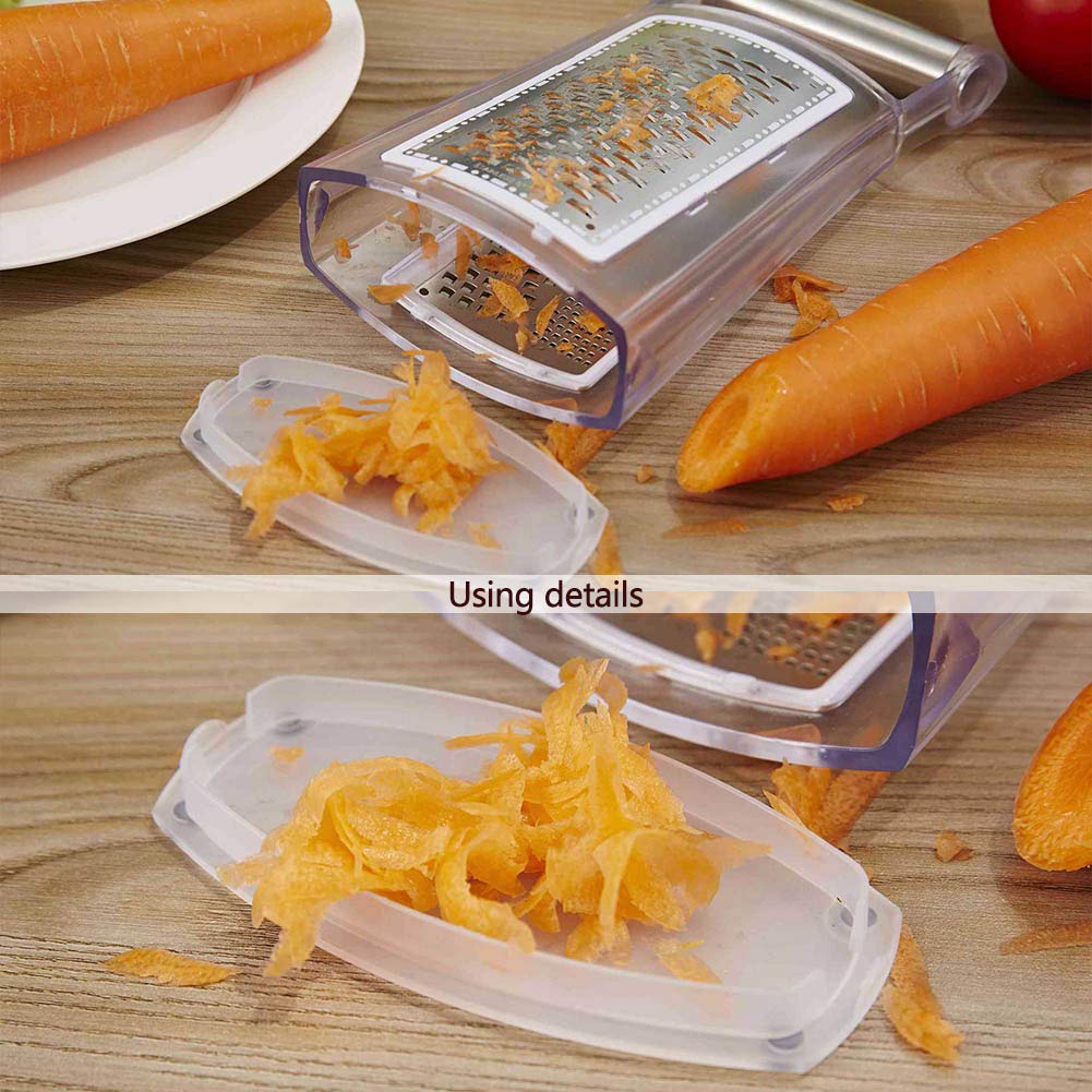 ArinkO Râpe 3 en 1 en Acier Inoxydable : Double Face pour râper Facilement Les légumes, Fruits, Fromage, Chocolat, zesteur de Citron – Tranchant comme Un Rasoir et Argent