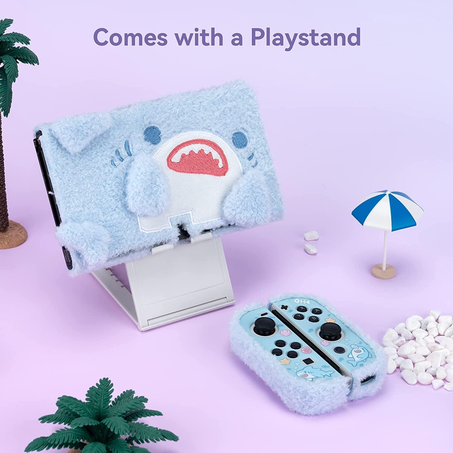 GeekShare Custodia in peluche carina - Custodia antiurto e resistente ai graffi compatibile con la console OLED Switch e - Peluche Squalo