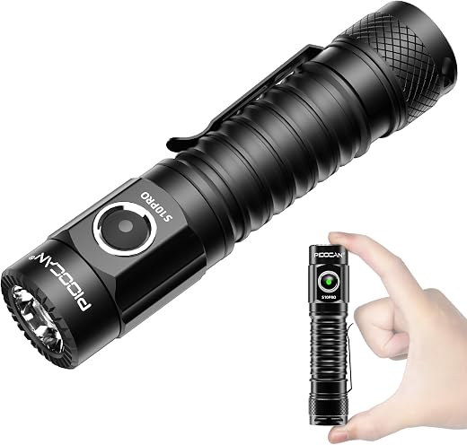 PIOOCAN LED Rechargeable Torch 2500 Lumens, Super Bright Pocket-Sized Magnetic Torch with 5 Modes, IPX8 Waterproof for Out...