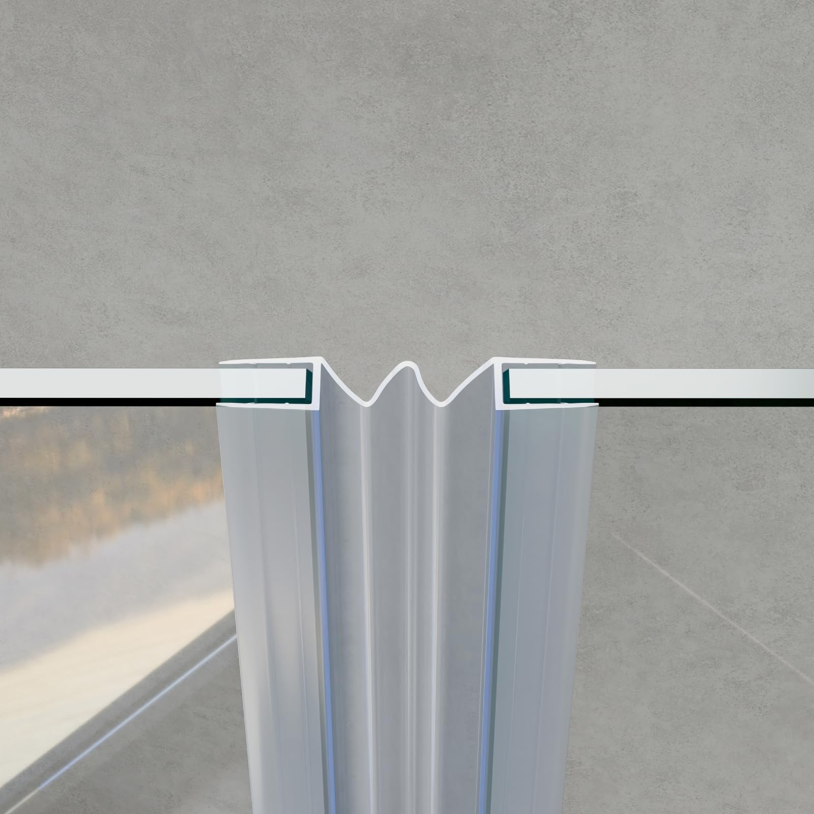 WITEN&NOCK 200cm 2er Set Duschdichtungen Ersatzdichtung entfaltbar für Glas zu Glas Verbindung Duschtür Dichtung Gerade Glasstärke 5-6 mm