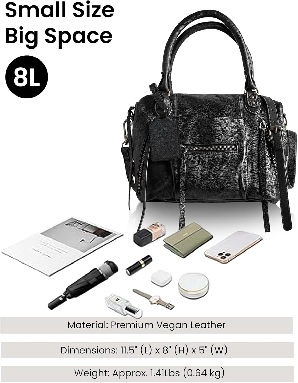 Women Mini Tote Bags (8 L) City Bags Tote Bag Purse Vegan Leather Hobo Handbags With Adjustable Dual Straps - Image 5