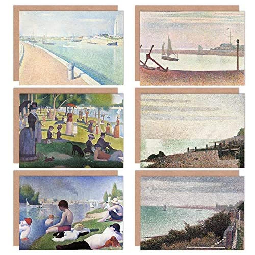 Artery8 Georges Seurat Grandcamp Seine Sunday Afternoon Greeting Card Pack of 6