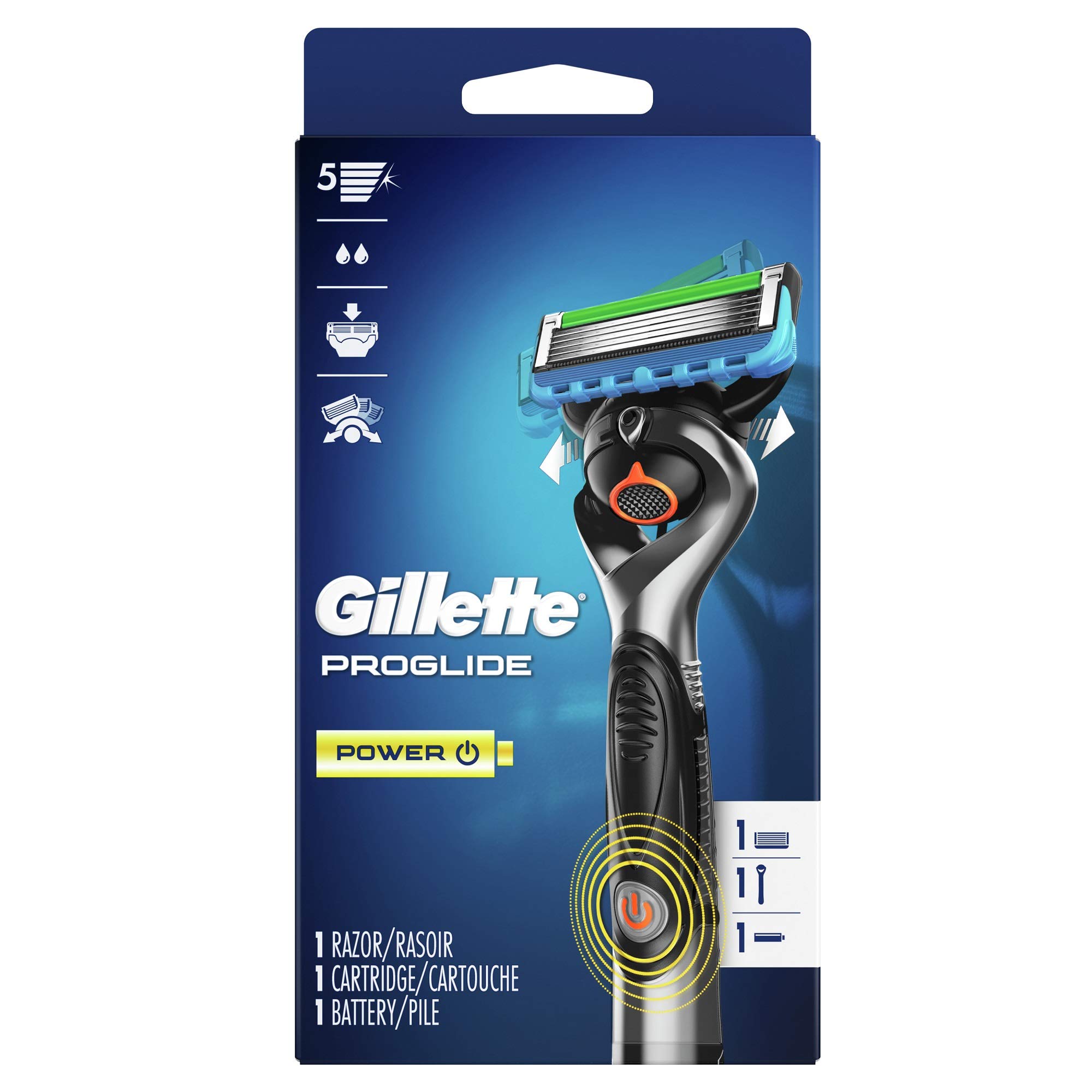 Gillette Fusion5 ProGlide Power Men's Razor, Handle & 1 Blade Refill