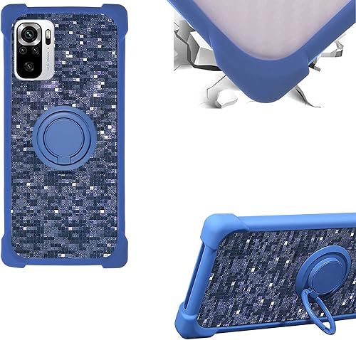 Funda para Xiaomi Redmi Note 10s compatible con Xiaomi Redmi Note 10s Phone Case PC Backplane + Funda de silicona suave anillo de metal 360, soporte
