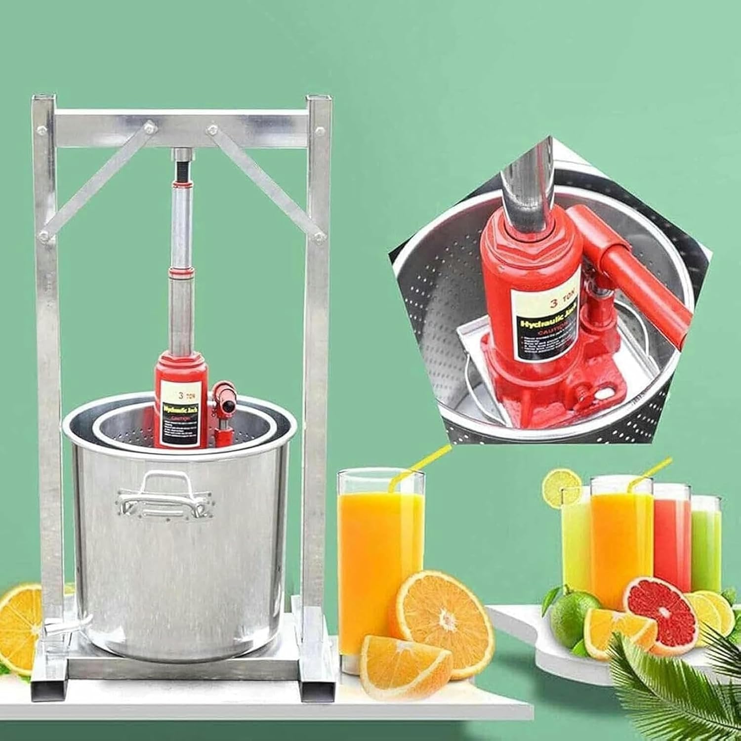 Stainless Steel Wine, Fruit Wine Press, Apple Cider Manual Press, Fruit Wine Berries, Easy to Clean and Environmentally Respectful ~/