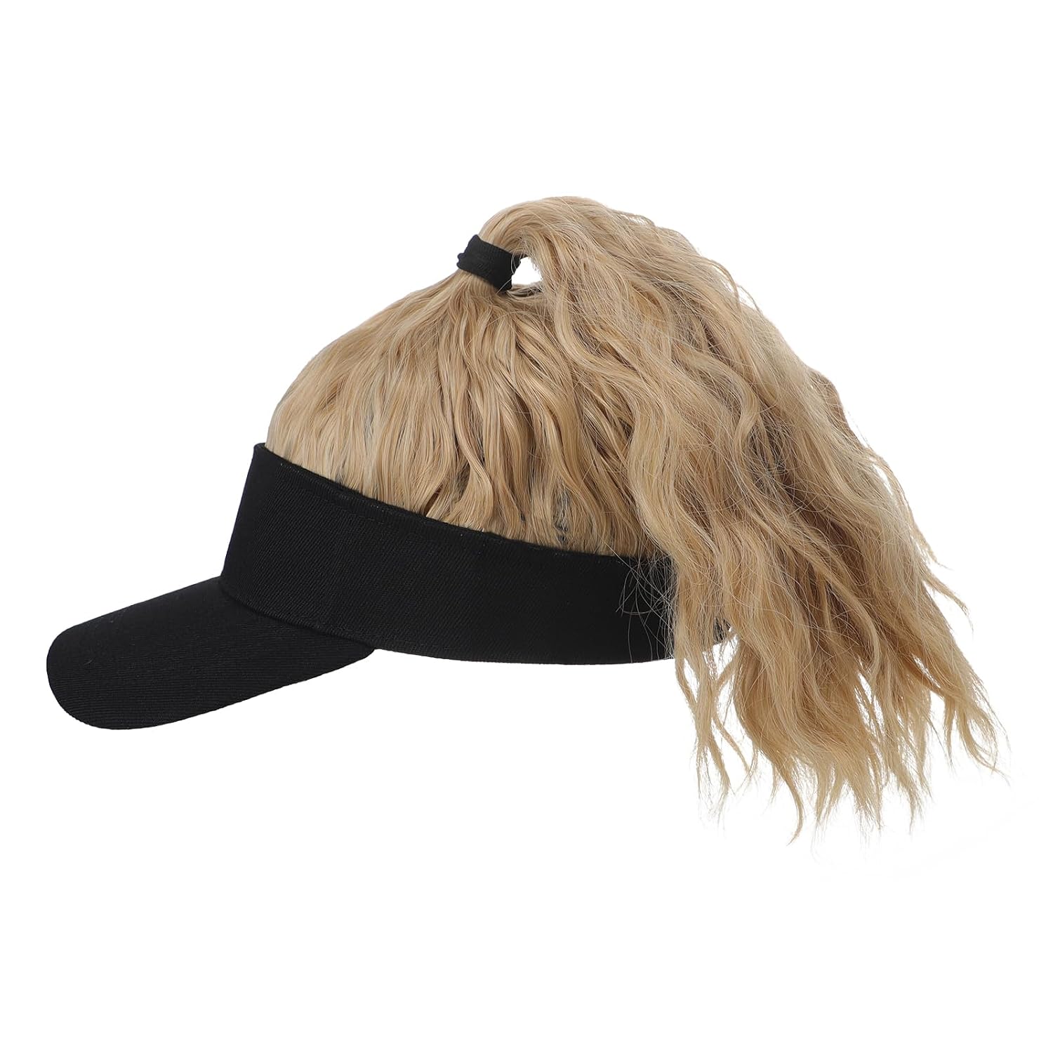 Greenery-GRE Womens Baseball Cap with Wig Adjustable Hat with Long Natural Straight Curly Wavy Hair Attached Synthetic Extension Hair Cap for Party Cosplay Daily Dress Up Outfit (Blonde)