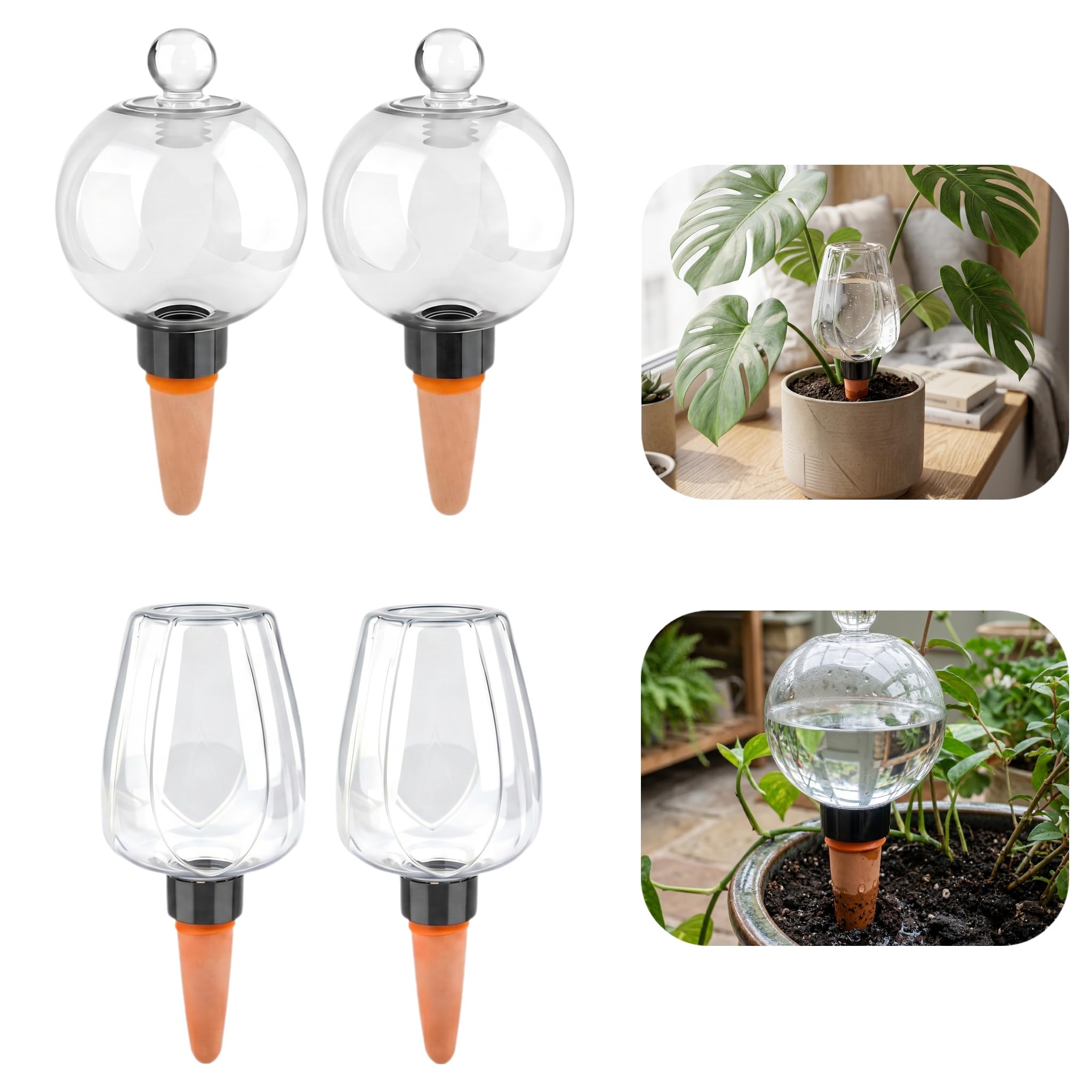4 Pcs Plant Watering Globes, Self Watering Spikes Automatic Slow Release