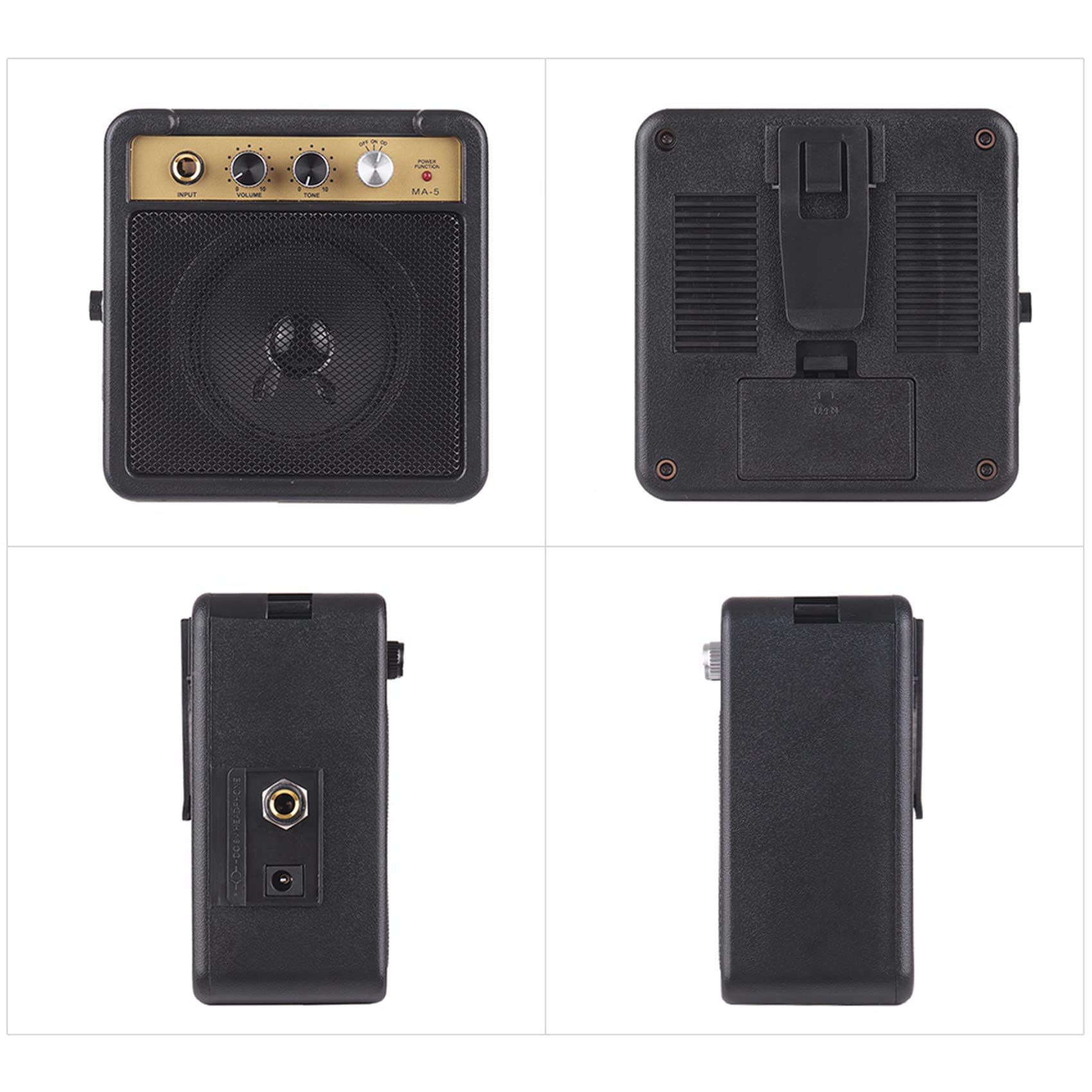 2X Amplificatore per Chitarra Amp Speaker 5W con Ingresso da 6,35 mm Uscita Cuffie da 1/4 di Pollice Supporta La Regolazione del Tono del Volume