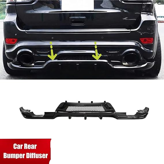 Car Rear Diffuser Bumper Car Rear Bumper Diffuser Spoiler Carbon Fiber Style Body Kit For Jeep For Grand For Cherokee SRT 2014-2021 Rear Spoiler Lower Lip(Glossy Black)