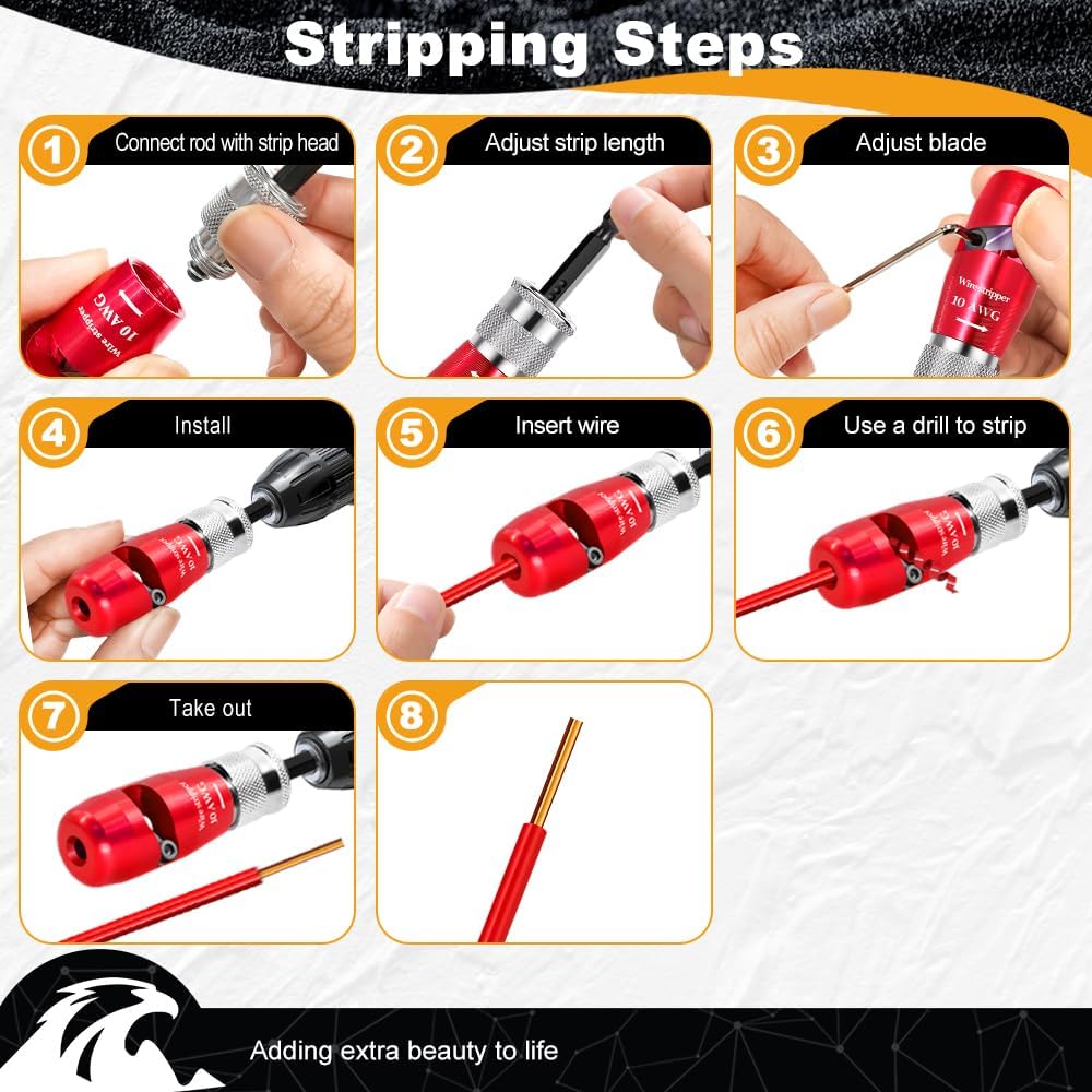 Wire Stripper Tool for American Wire Gauge 8-10-12-14 - EXFEIN Wire Stripping Tool & Wire Twisting Connector Set, Automatic Wire Stripper Cable Wire Connector Toolbox