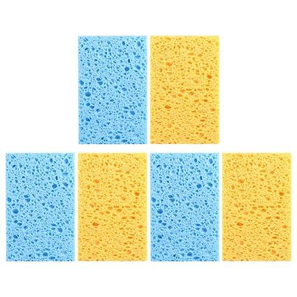 UPKOCH 6pcs Kitchen Cleaning Sponges Thick Heavy Duty Non- Scratch Scrub Sponges Absorption Sponges for Kitchen Dishes Bathroom Car Orange Blue