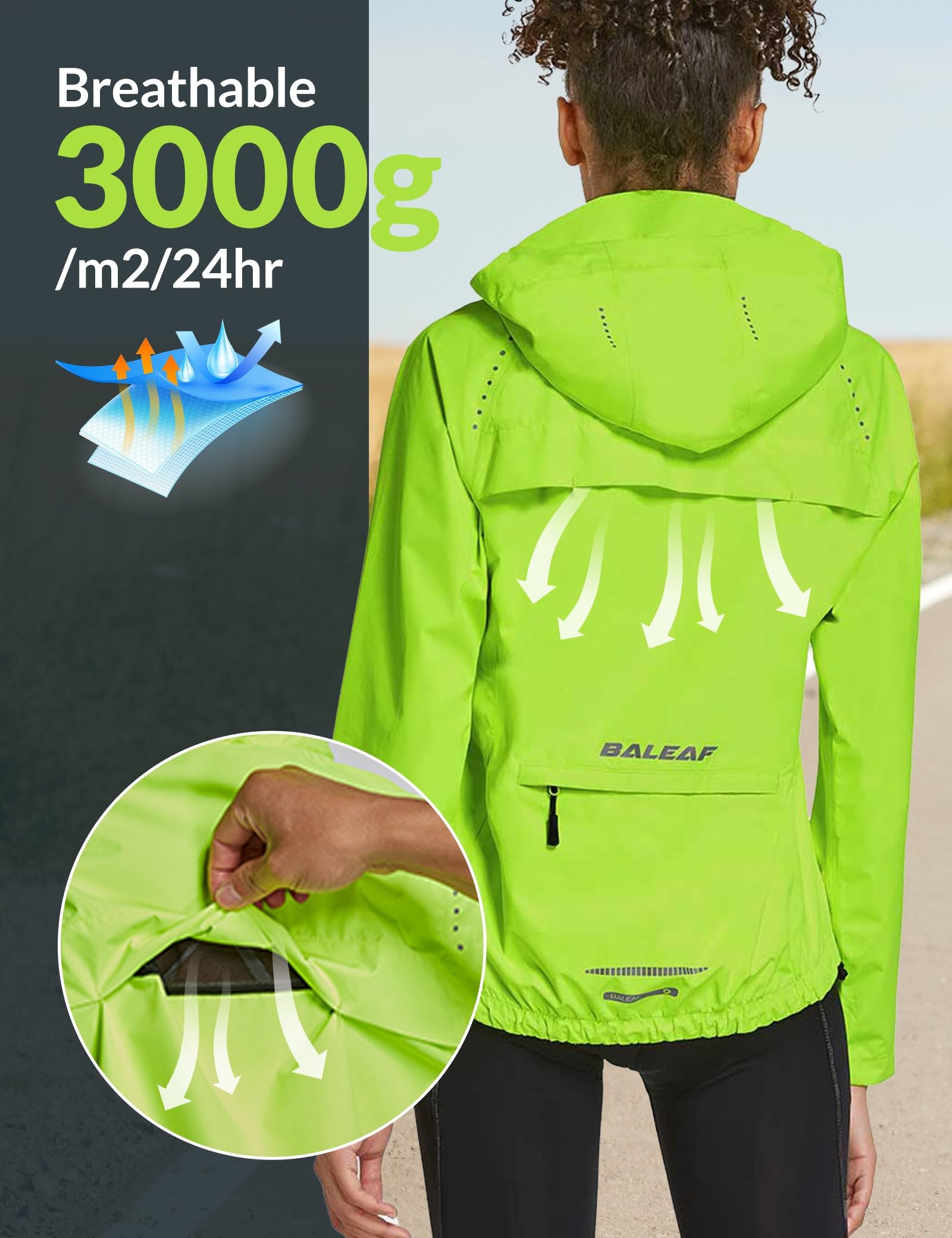 BALEAF Giacca Impermeabile Donna Giacca a Vento Donna Leggero con Tasche Giacca da Ciclismo Trekking 4 Stagioni