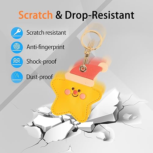 Miniatura 199 de Funda de cuero compatible con Apple AirTag, rastreador de llavero GPS Airtag con llavero, cubierta protectora antiarañazos para AirTag