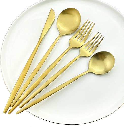 Miniatura 3 de JANKNG 6 cucharas de postre de acero inoxidable dorado, de 7.5in, cucharas de acero inoxidable de grado alimentario para aperitivos de ensalada de
