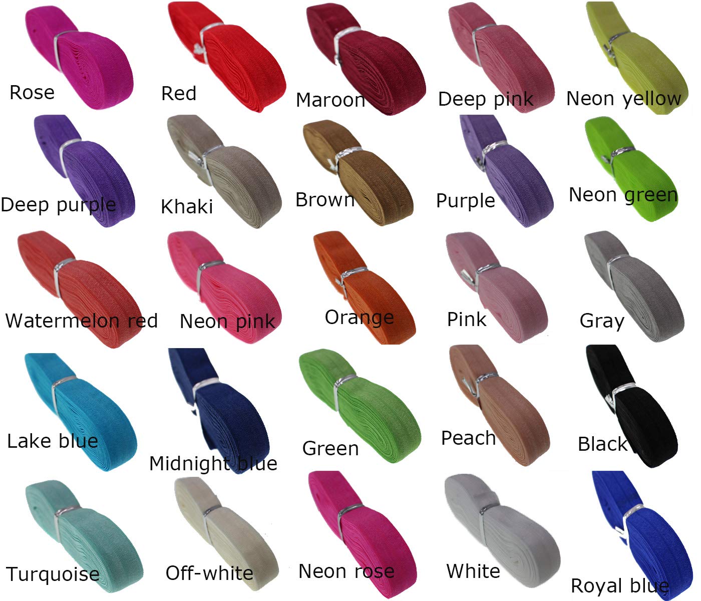 25 kolorów 50 jardów 5/8" 1,5 cm składana elastyczna (FOE) - opaska środowiskowa (50 jardów mieszany)