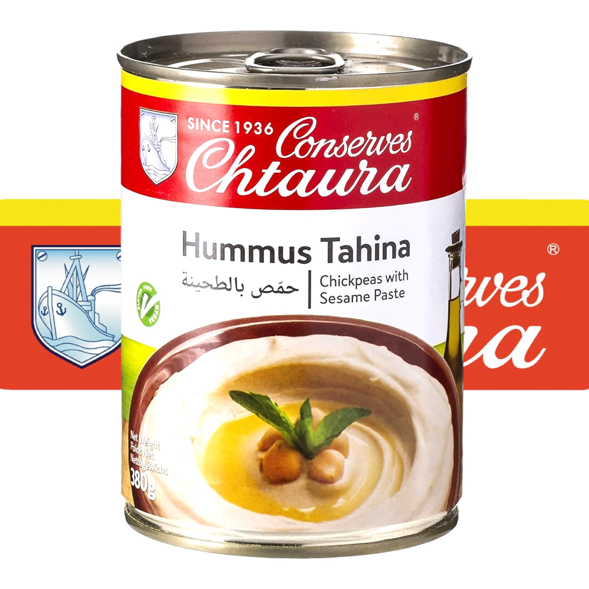 Chtaura 1936 | Hummus Tahina 380g | Houmous Pois Chiches avec pâte de sésame | Délicieux et Authenthique