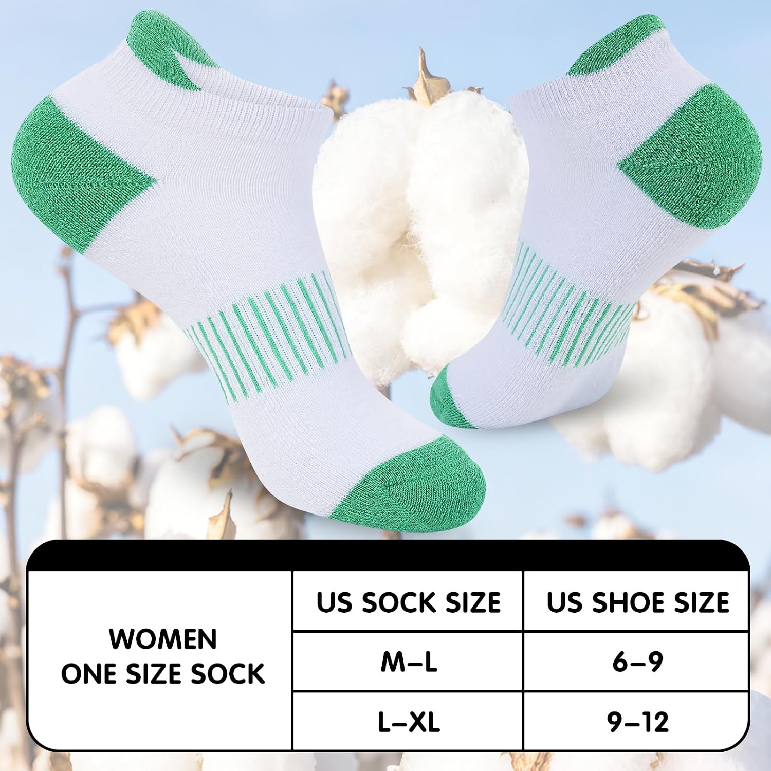 Womens Cotton Cushioned Ankle Socks, Athletic Running Socks with Heel Tab image 3