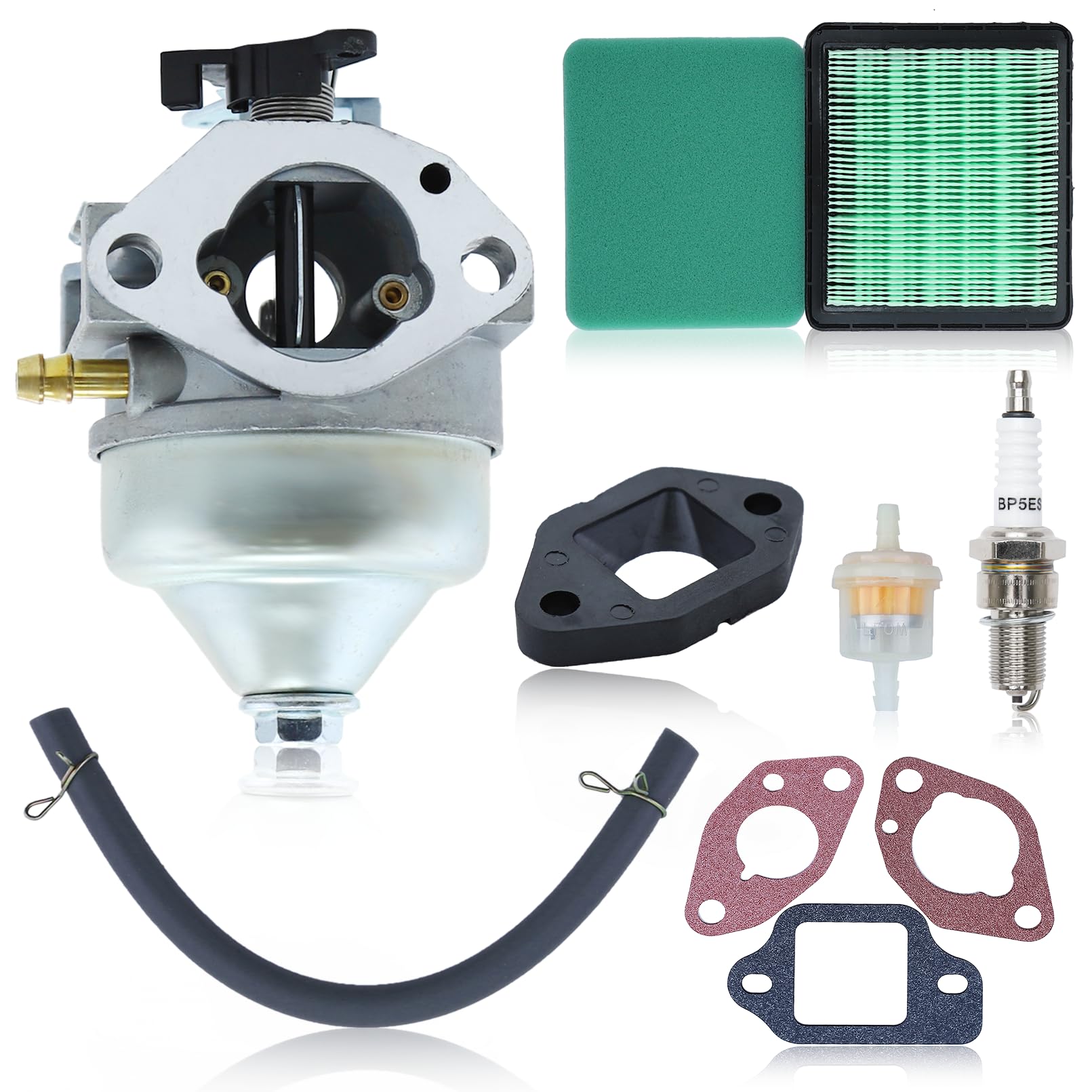 ADEFOL Kit carburateur pour Honda moteur GCV190 et tondeuse à gazon HRB217 HRX217, Carburateur + Filtre à air + Joints + Bougie d'allumage + Filtre à carburant accessoire kit 9 en 1